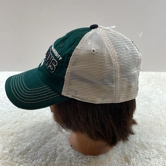 Michigan State Spartans Mesh Trucker Hat Green Cream Adjustable Cap Unisex - Picture 2 of 6